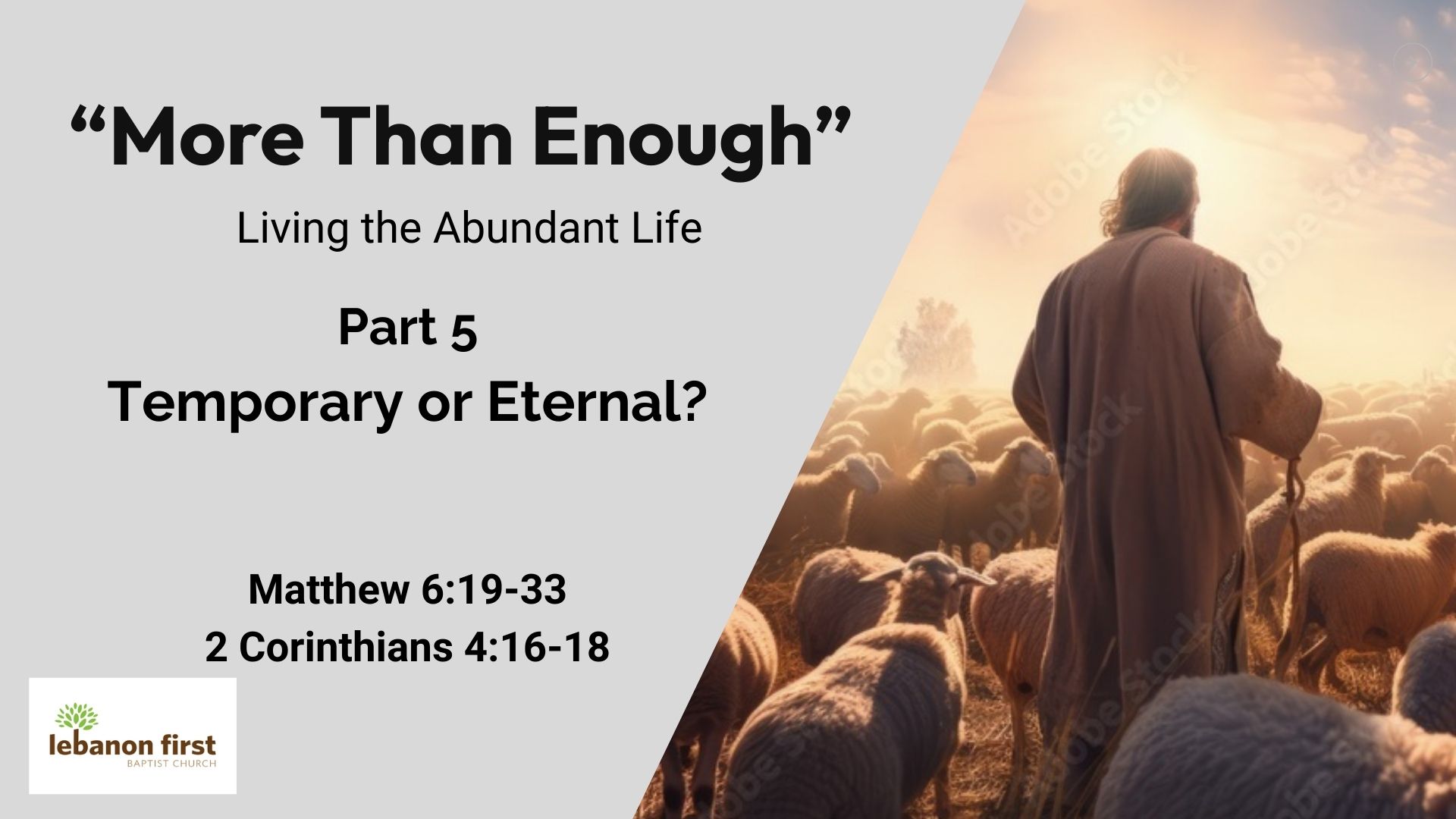 Jesus the Good Shepherd walking among a flock of Sheep