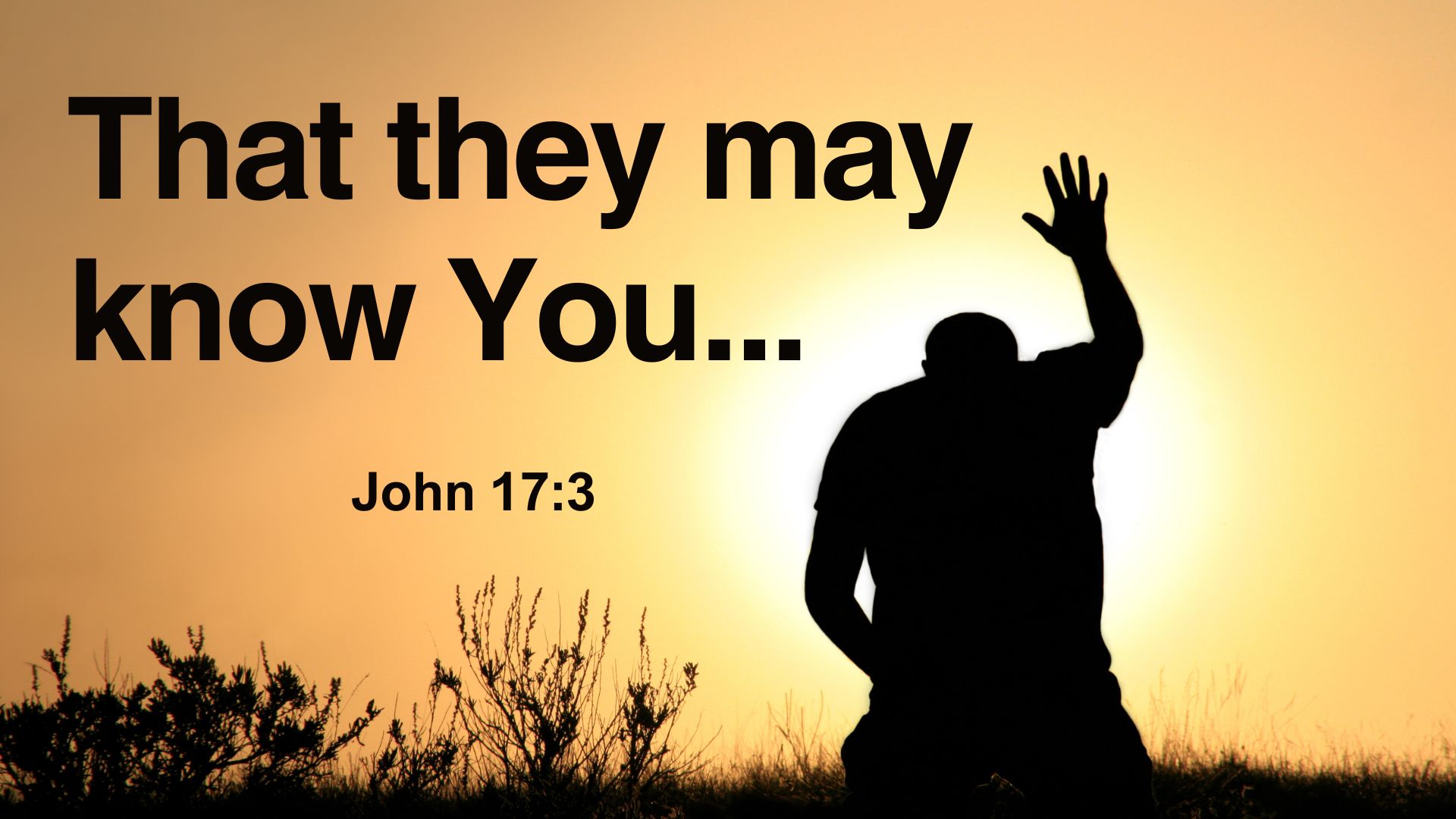 Silouette of man on his knees praying facing the sun.